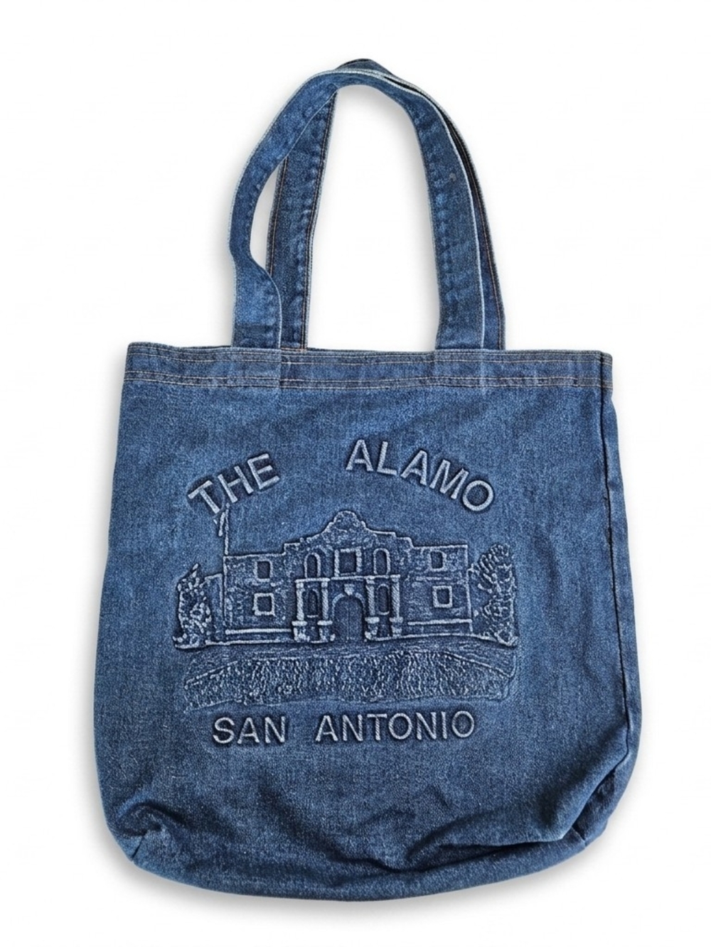 Vintage TYCA The Alamo San Antonio Embossed Denim Tote Bag USA Made